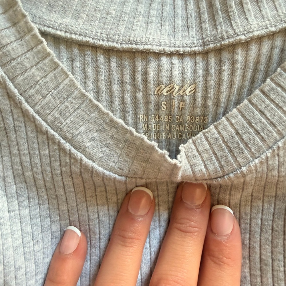 aerie Cream Ribbed Cropped Tank - Picture 2 of 2